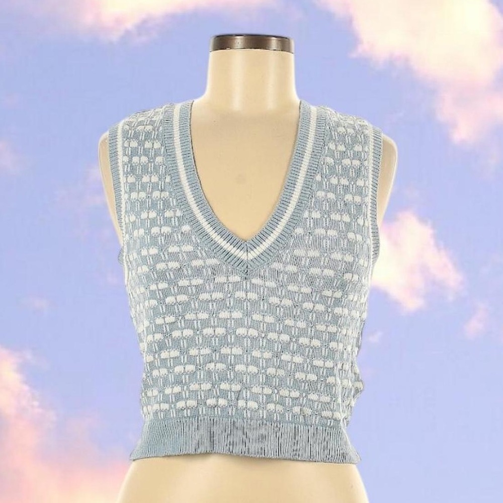 Abercrombie Blue Patterned Knit Sweater Vest